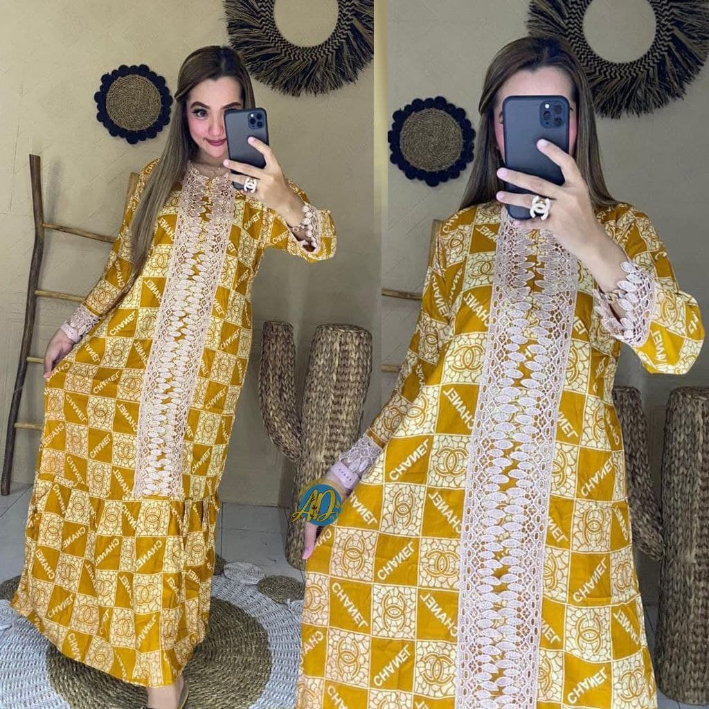 LONGDRESS ARAB RENDA AISYAH CHANELIKA /  DASTER ARAB RENDA BUNGA RANTAI / DASTER MURAH