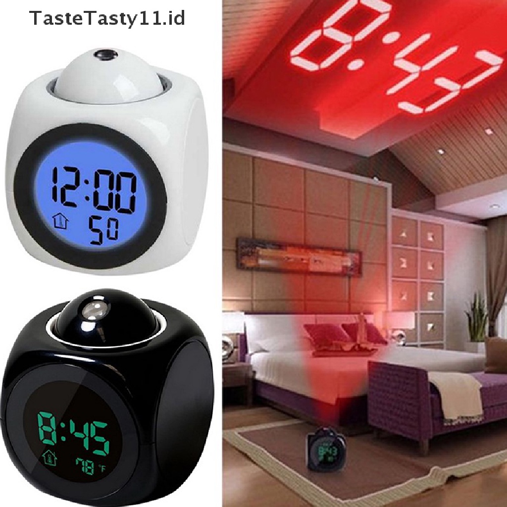 【TasteTasty】 Creative LCD Digital Projection Laser Alarm Clock Display Voice Report Decor .