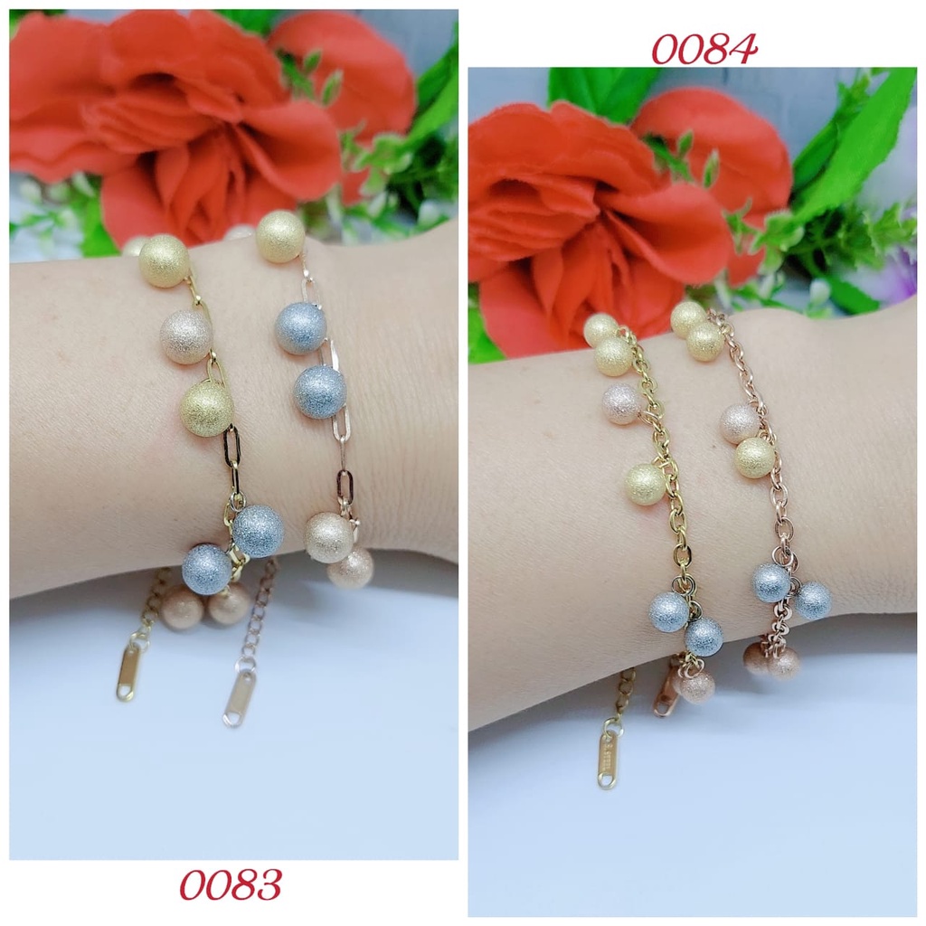 Set Titanium gelang dan kalung cincin biji bola kombinas 0083,0084