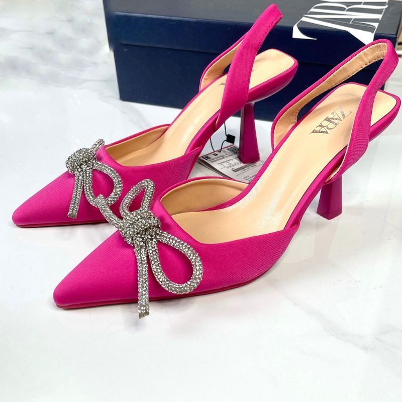 ZARA Sepatu Wanita Pita Ribbon Heels 7cm Import