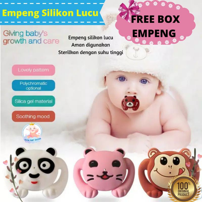 Empeng Dot Bayi Silikon Gepeng Premium Karakter Lucu Free Case