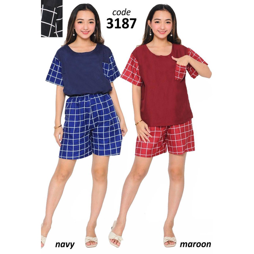 PEPOY Piyama HP Set Oblong Wanita Allsize / Baju Tidur Hotpants Celana Pendek Motif