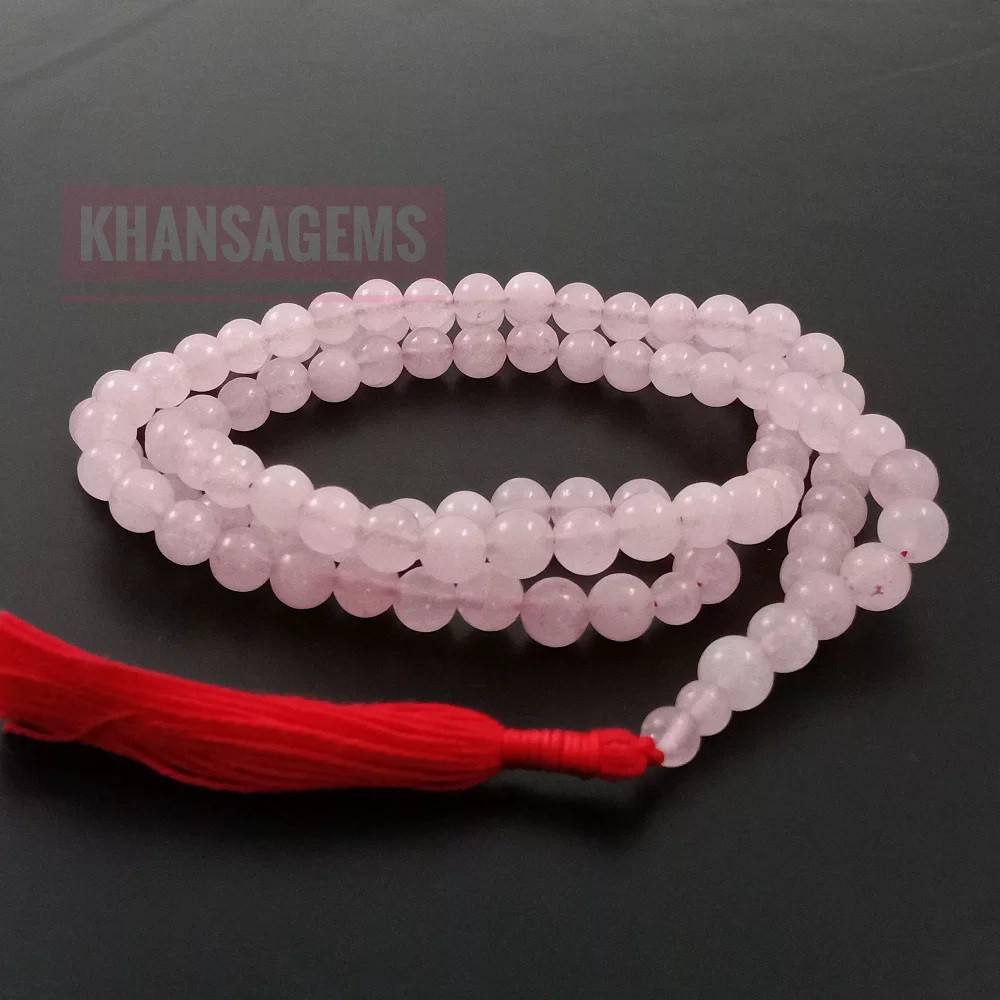 TASBIH BATU ROSE QUARTZ DIM 8MM ISI 99 BUTIR PERLENGKAPAN IBADAH SHOLAT DZIKIR FASHION MUSLIM RAMADHAN SALE