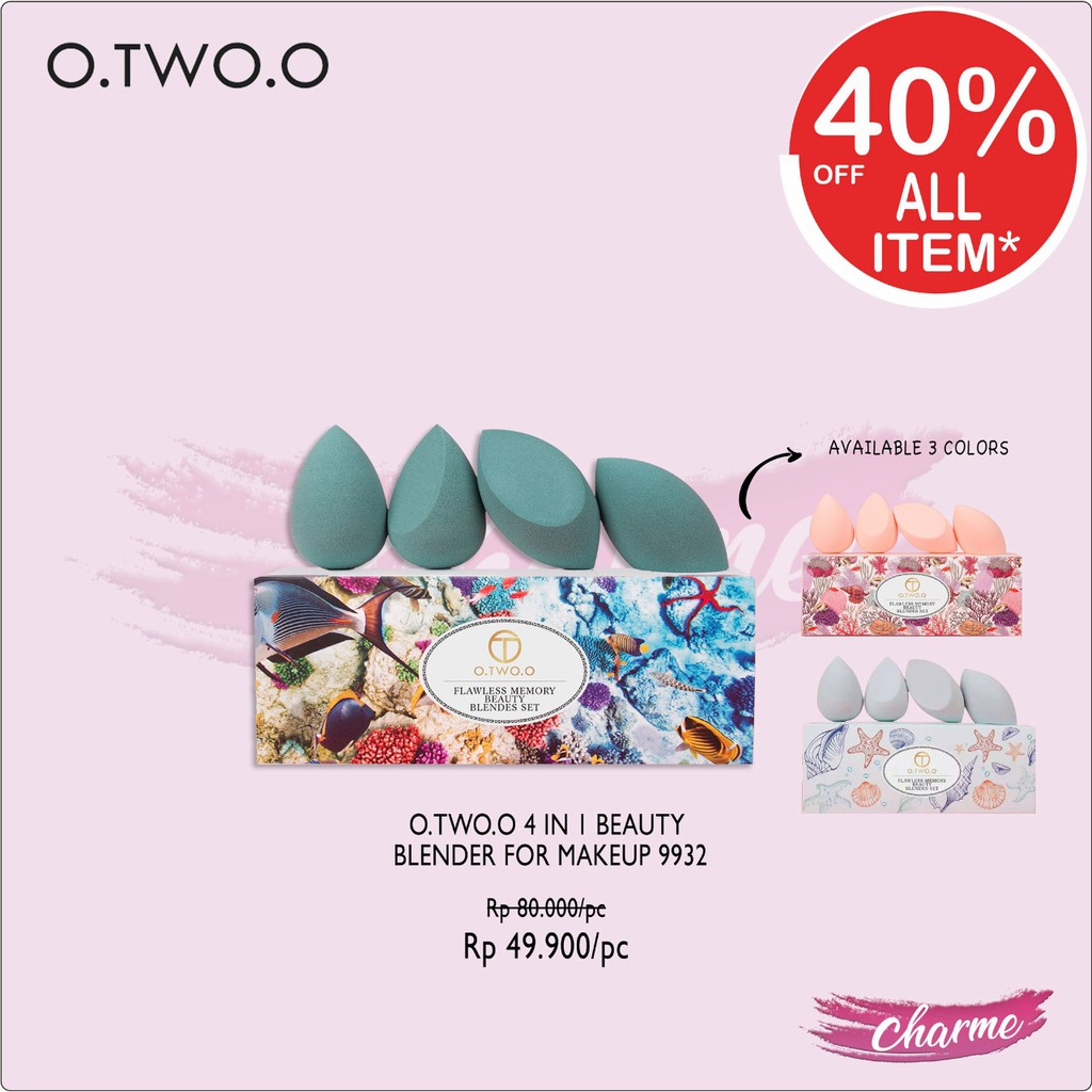 (READY &amp; ORI) O.Two.O Otwoo 4 In 1 Beauty Blender Sponge Spons For Make Up 9932 3 Warna With Box