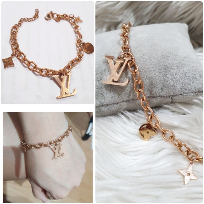 Gelang Titanium asli elv Rosegold Rantai tebal Premium anti karat anti alergi Bracelet Stainless steel bc-03
