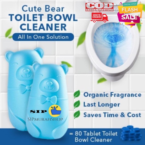 Beruang Kloset Pembasmi Kuman Toilet Cleaner Pembersih Penyegar WC Closet Kloset Toilet 60 Hari Toilet Cleaner Magic Automatic Flush / Pembersih Penyegar Anti Kerak Kloset Duduk tabung Beruang Penyegar Toilet Automatic Closet Cleaner Blue Clean Pembersih