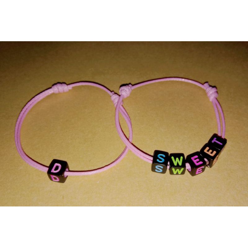 gelang tali pink warna / gelang viral / gelang nama