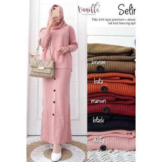 Set baju rajut muslim / SET SELINA ROK RAJUT / setelan rajut terbaru / ED setelan rok muslimah/ setelan batwing / knit rajut / setelan cantik / terbaru termurah