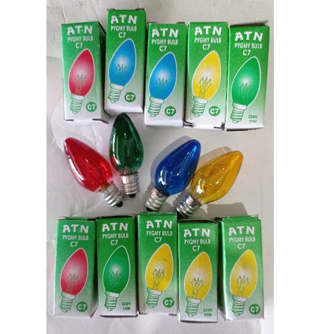 Lampu cabe/lilin bohlam warna warni fitting E12