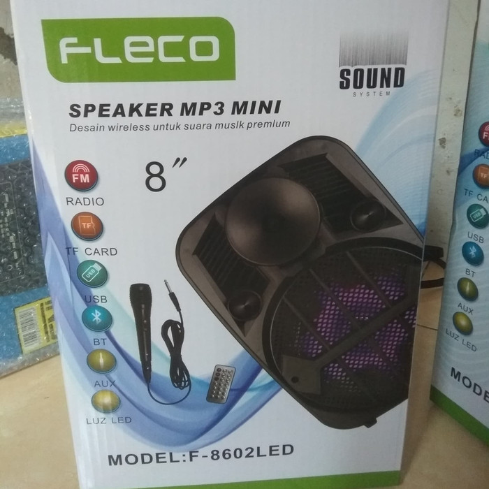 Speaker Bluetooth / SPEKER KAROKE FLECO F-8602/8601/ 8 inch FREE Microphone Dan Remote