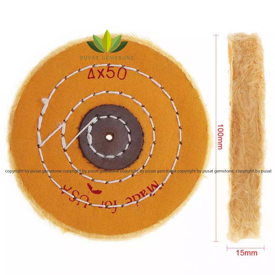 Kain Katun Polishing Roda Flanel Cermin Polishing Buffer Cotton Pad 5 Mm Lubang logam/Poles Mobil 4 Inch Berbentuk T Kuning