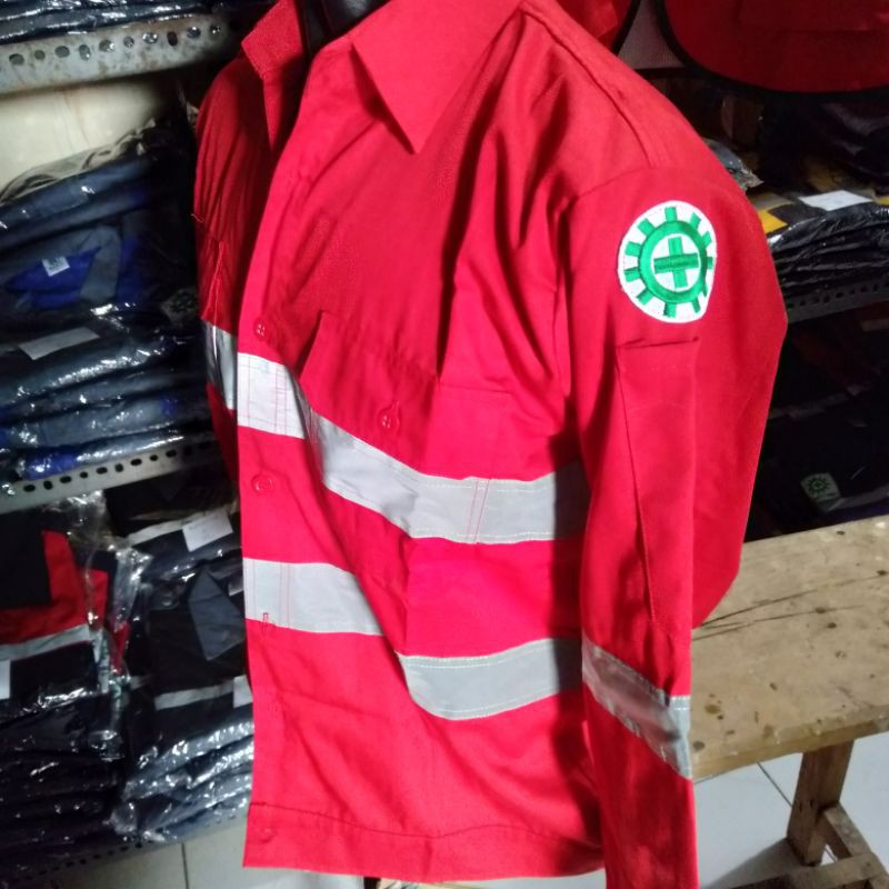 SERAGAM BAJU SAFETY MERAH HSE DOBLE SCOTLIGHT 5CM