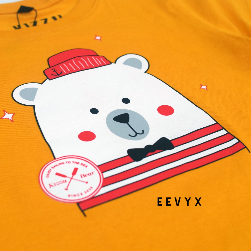 Kizzu Baju Kaos Distro Anak Laki Laki Umur 1-12 Tahun Bahan Cotton - Bear Mustard - Eevyx Store