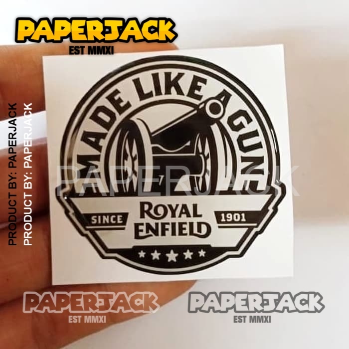 ROYAL ENFIELD MADE LIKE GUN STIKER RESIN TIMBUL LENTUR MOTOR AKSESORIS BODY MOTOR STIKER MURAH