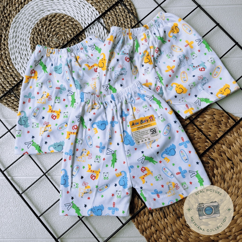 3 SET Celana Pendek Bayi Baru Lahir / 3 PCS Celana Bayi Newborn / 3 Celana Pendek Putih Motip SNI Bayi Baru Lahir Meyriana Collection