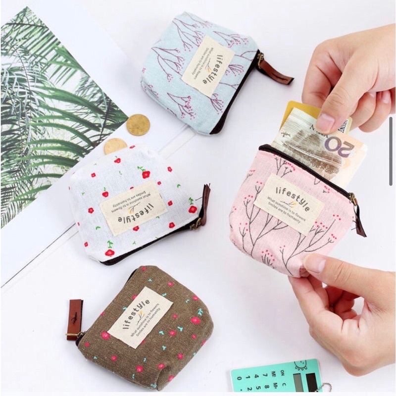 Dompet Koin Wanita LIFE STYLE KANVAS L2 ( ASLI IMPORT ) Dompet Koin mini Dompet Cantik Lucu Imut