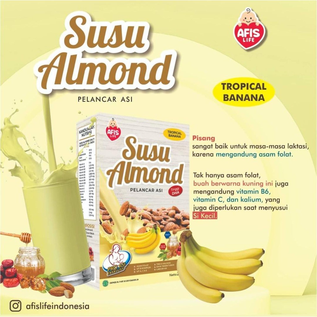 AFIS LIFE Susu Almond Booster ASI PELANCAR ASI 200gr SUSU UNTUK BUSUI MELANCARKAN ASI kacang almond
