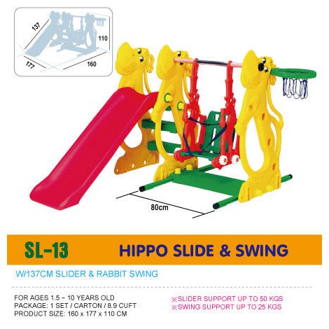 Perosotan Ching-ching Hippo Slide with Swing (SL-13)