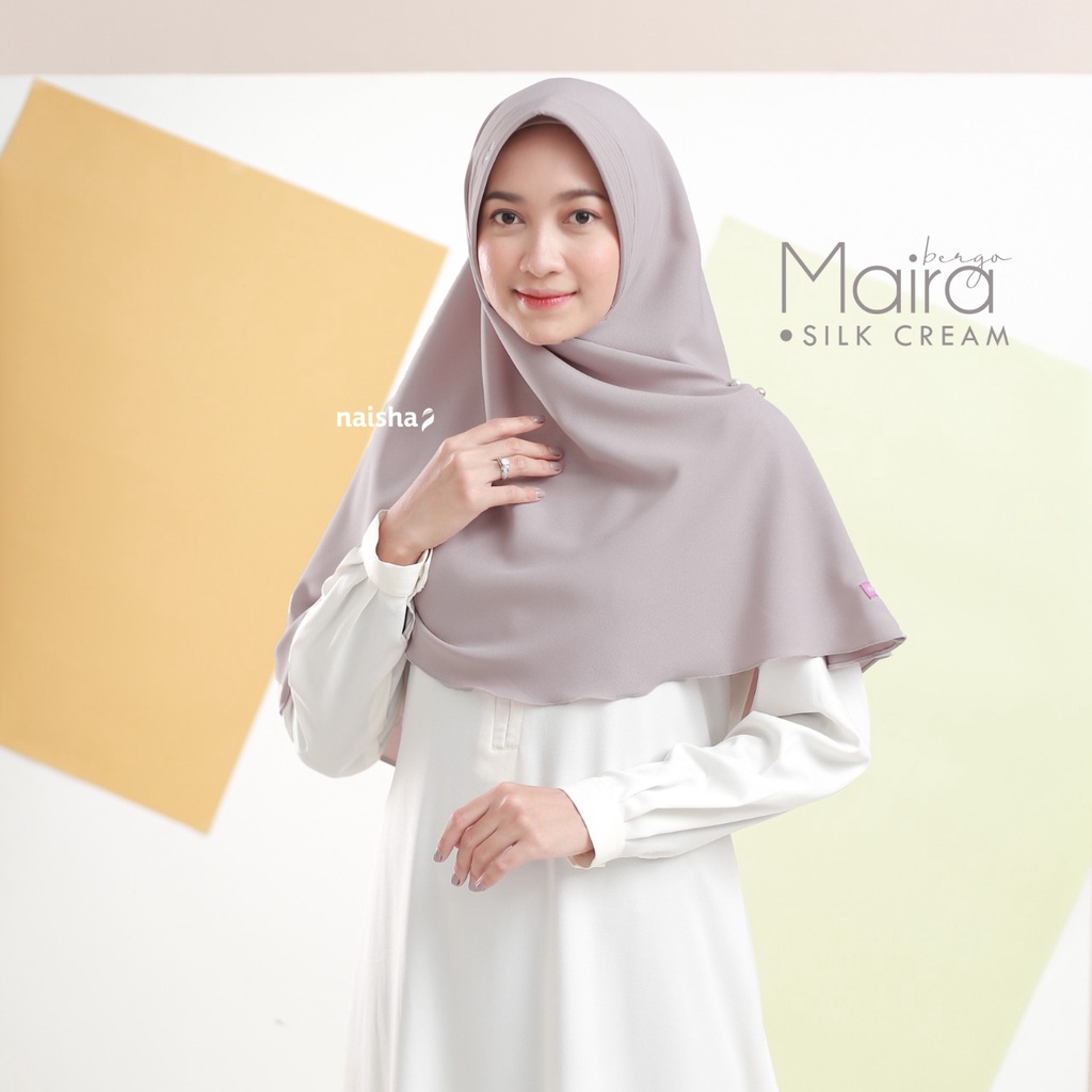 Naisha Official - Maira Bergo Pad Syar'i Instan Daily Khimar Muslimah-Silk Cream