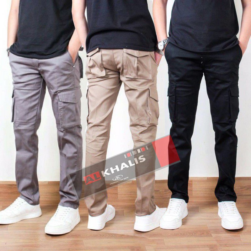 CELANA CARGO PANJANG PRIA UKURAN 27-38 PREMIUM QUALITY SLIMFIT COWO SKINNY POLOS COWOK TERLARIS