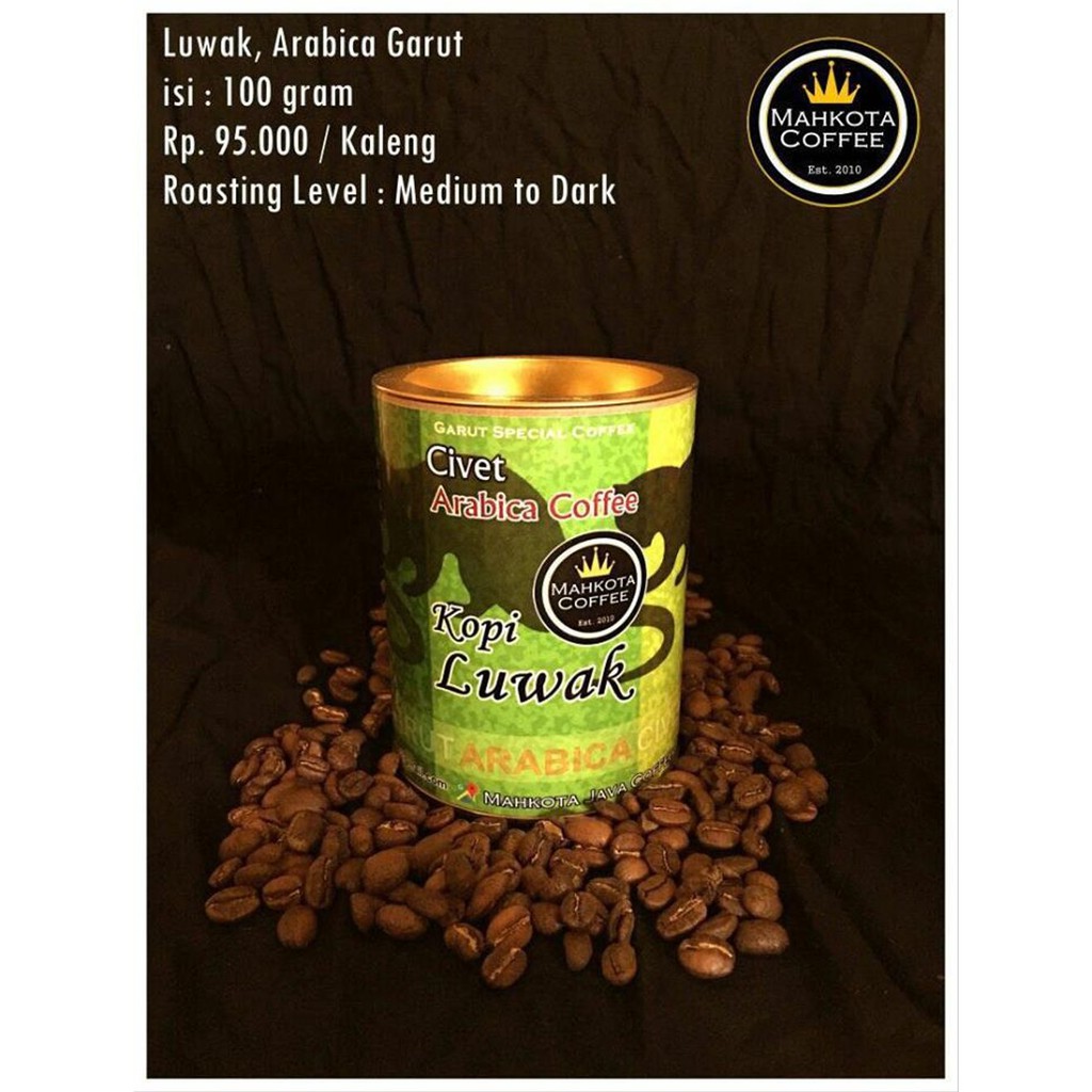 

Kopi Luwak Arabica Asli Garut Roasting Medium to Dark Level Mahkota Java Coffee Terbaik