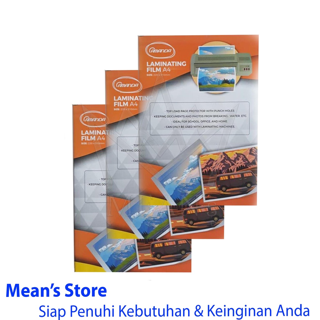 

HJK Plastik Laminating Amanda Ukuran A4 100 Micron / Plastik Press A4