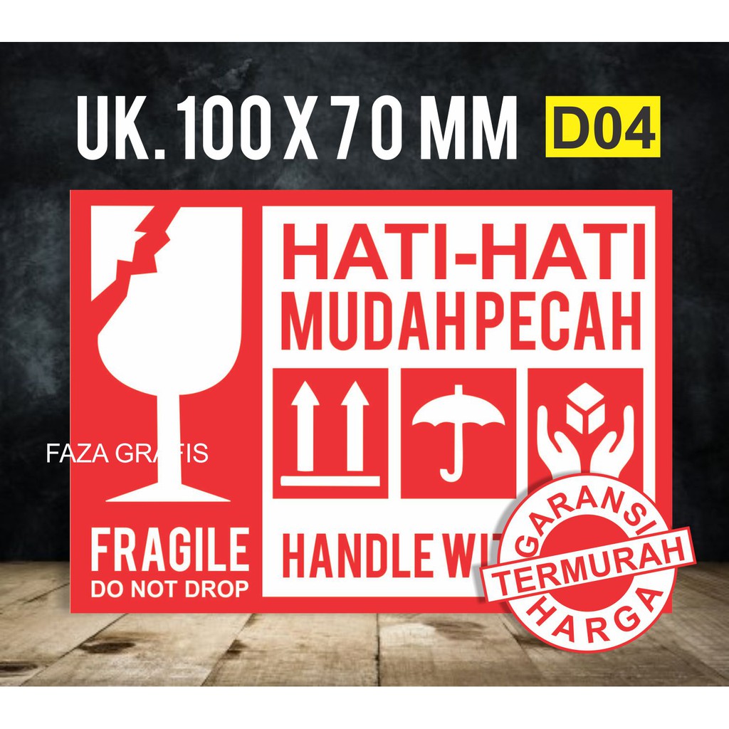 

Stiker Fragile Besar - Stiker fragile merah - Sticker fragile 70 x 100 mm