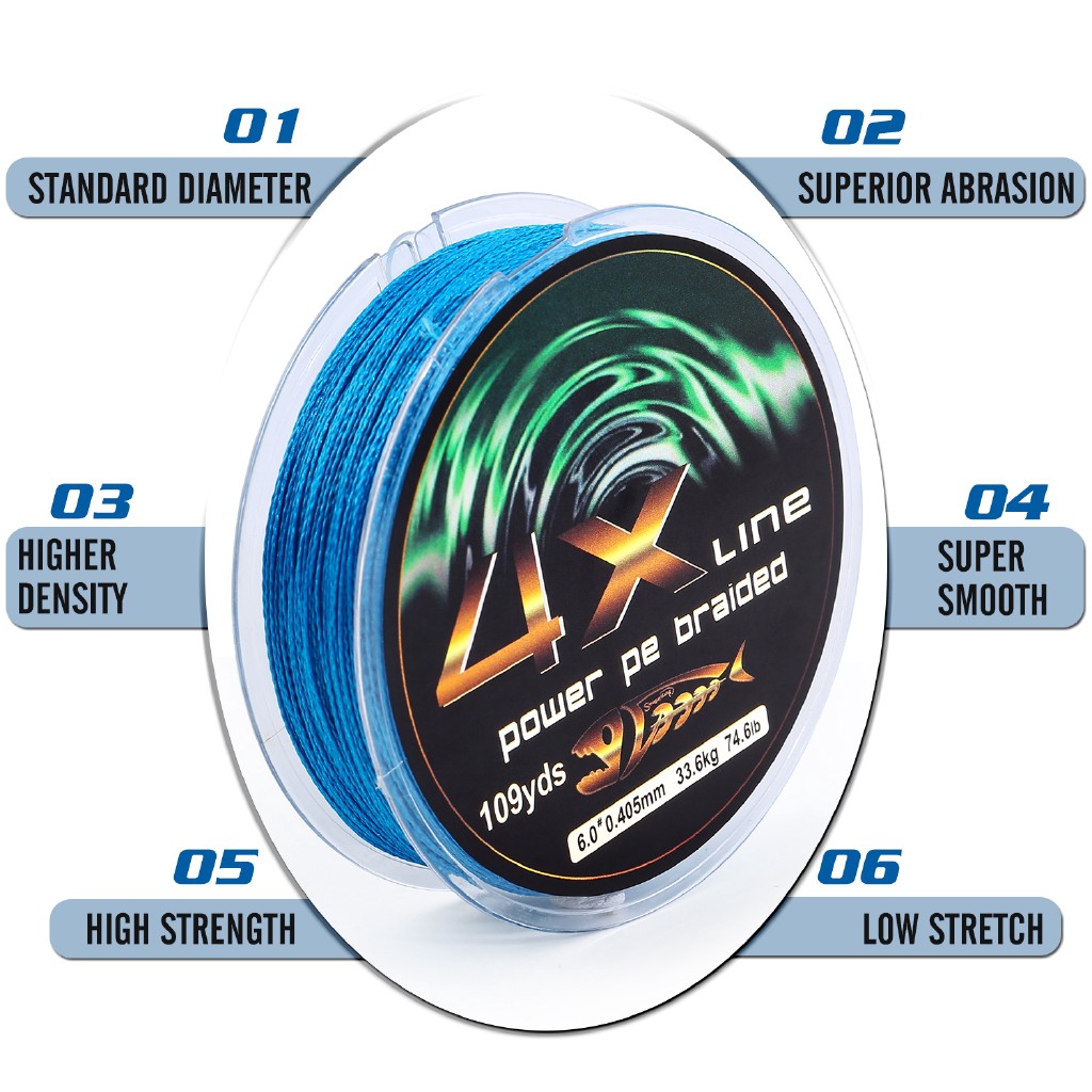 100M PE Fishing Line X4 Senar Pancing 100M 109YDS Braided Fishing Lines 4 Strands senar pancing kuat dan anti keriting