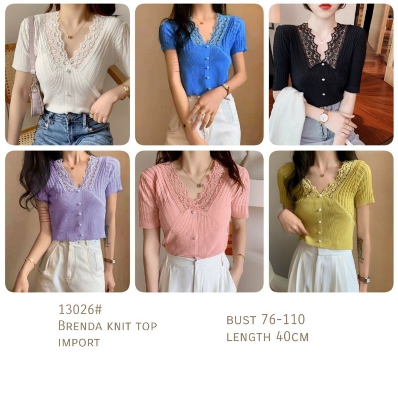 MDLV ~ 13026 BRENDA KNIT TOP // ATASAN RAJUT RENDA // FASHION IMPORT WANITA