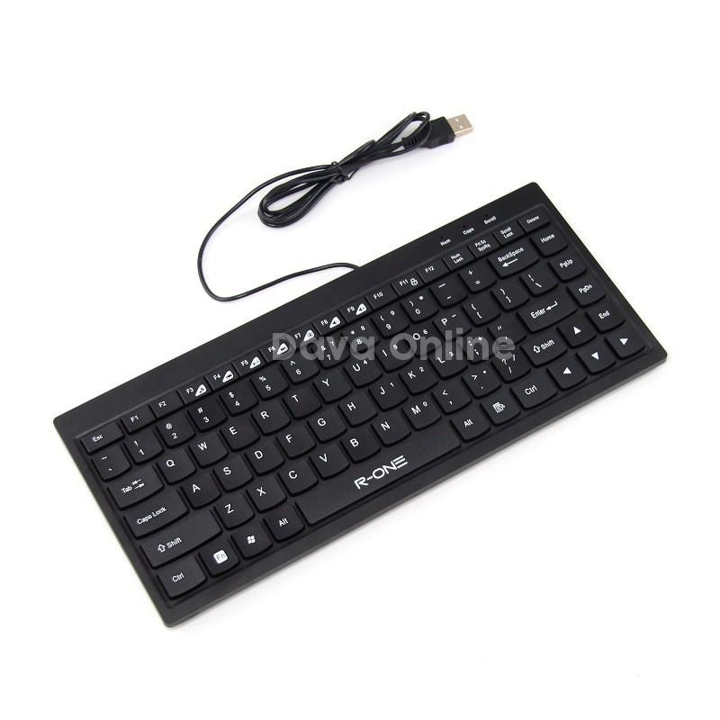 KEYBOARD USB MINI R-ONE WIRED KELUARAN MODEL TERBARU DESIAN TIPIS UKURAN 28.5 x 12.2 CM
