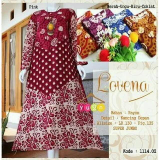 Daster Gamis batik super jumbo lovena3004 bahan santung asli pekalongan