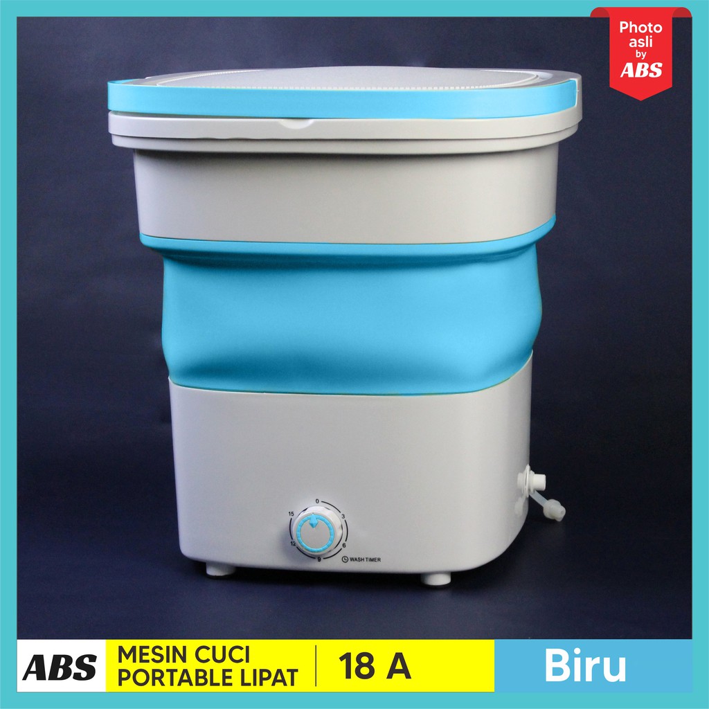 ABS MESIN CUCI PORTABLE MESIN CUCI LIPAT MINI FOLDING WASHING MACHINE  KAPASITAS 2,8kg-BIRU