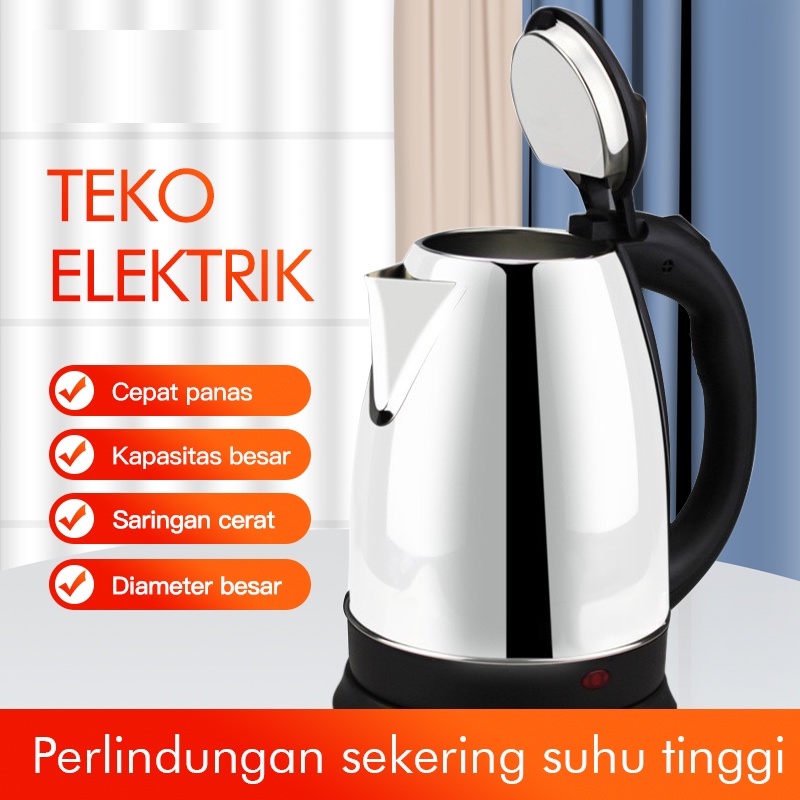 COD Teko Listrik JUMBO 2L Kettle Electric 1500W Pemanas Air Kopi Teh Teko ​Travelling Teko Listrik Termos Pemanas Air Pembuat Kopi Teh Susu DLL 2.5L Electric Kettle