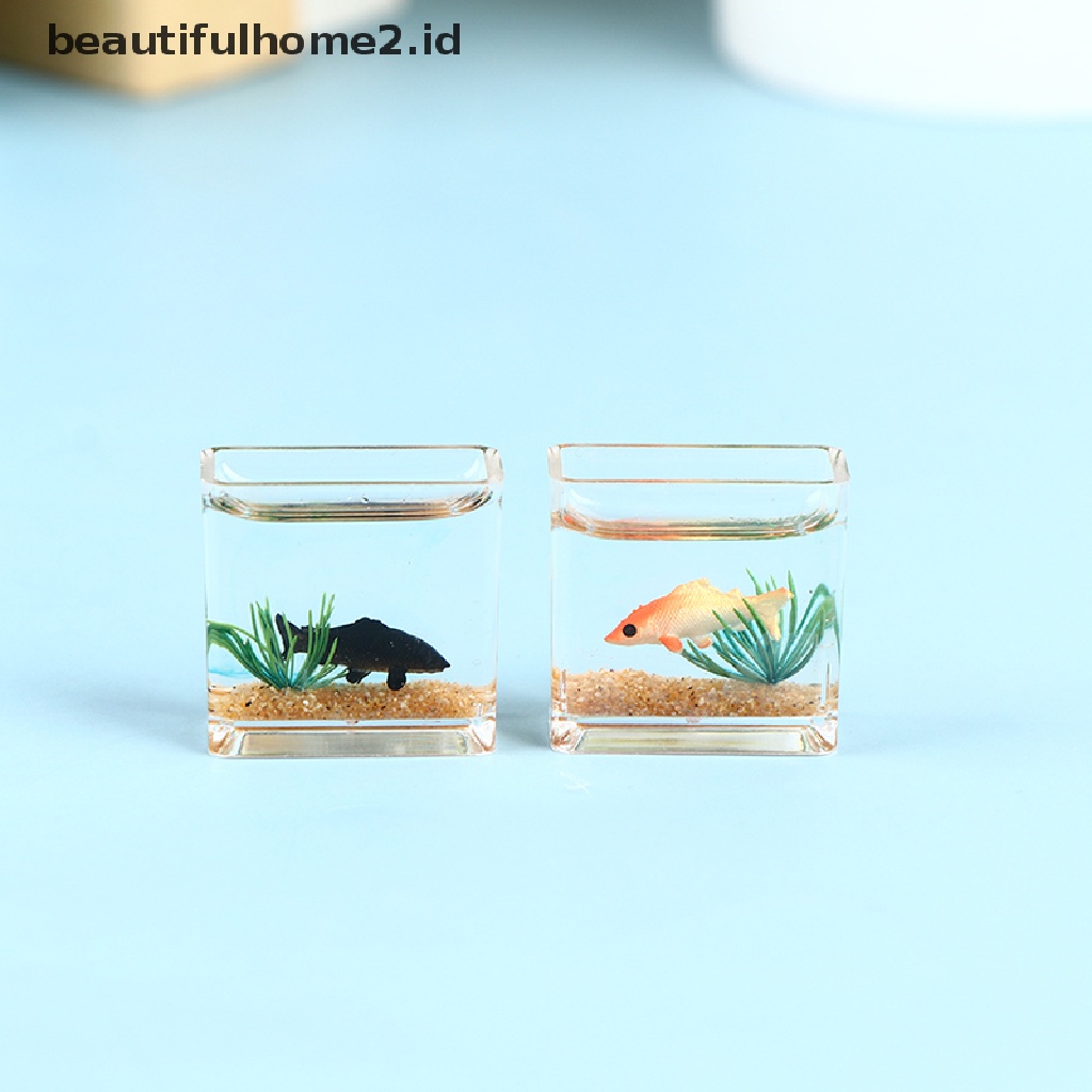 (beautifulhome2.id) Miniatur Akuarium Ikan Bahan Kaca Untuk Dekorasi Rumah Boneka