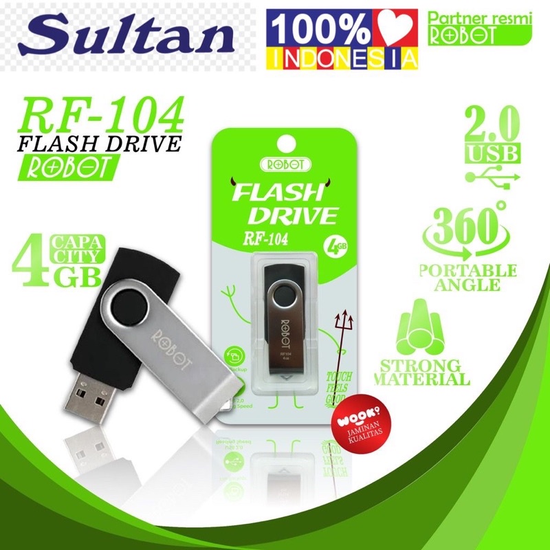 Ready Stok FLASHDISK USB 2.0 ROBOT RF104 Storage 4GB Rotatable U-Disk l