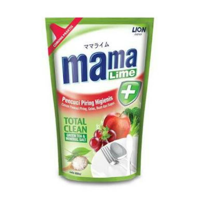 Sabun cuci piring Mama Lemon Lime Total Clean Green Tea &amp; Mineral Salt 780/800mL