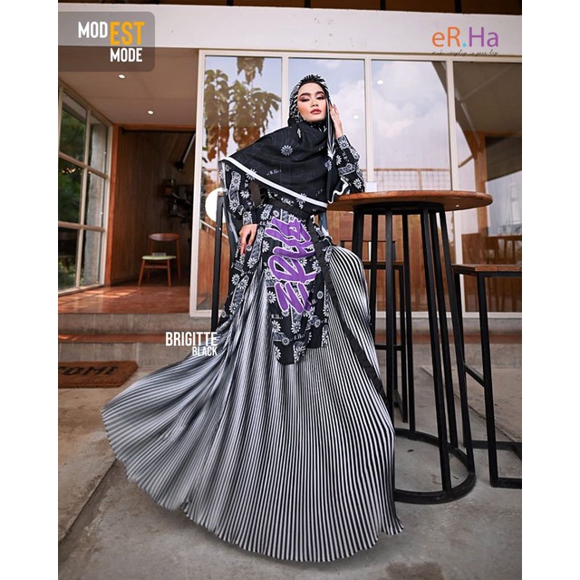 [ER.HA SYARI] GAMIS SYARI TERBARU / DRESS SET PRINTING " BRIGITTE SET " BY ERHA SYARI