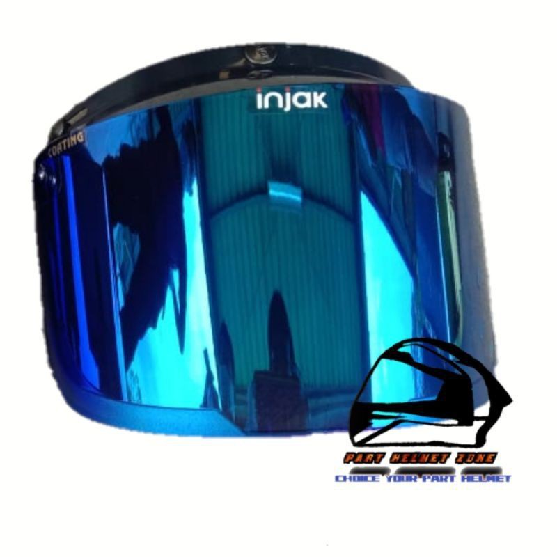 kaca Visor Bogo Retro datar iridium gold -blue