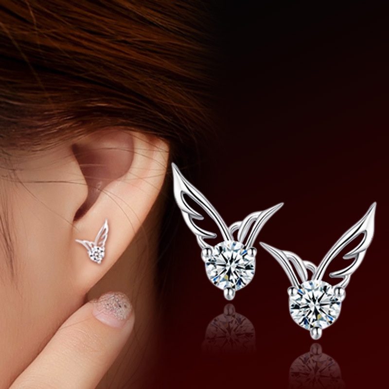 925 sterling silver asli anting-anting wanita fashion perhiasan anting [tidak ada alergi dan tidak memudar]-Berlian putih