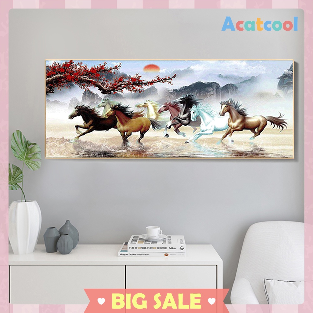 100x50cm Nine Running Horses Diamond Painting Full Round Drill Cross Stitch