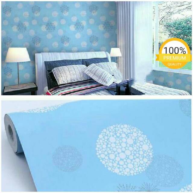 Grosir Murah Walpaper Untuk Ruang Tamu Dan Kamar Tidur Warna Biru Lingkaran Putih Bagus Dan Indah Shopee Indonesia