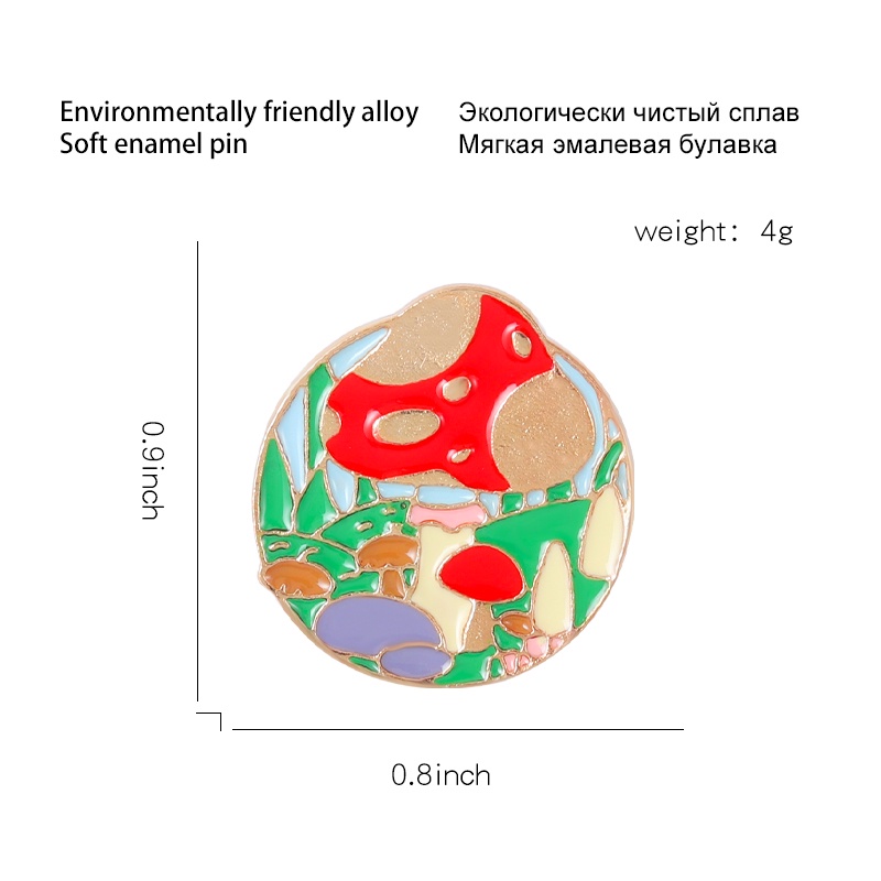 Bros Pin Enamel Bentuk Kartun Jamur Warna Merah Untuk Anak