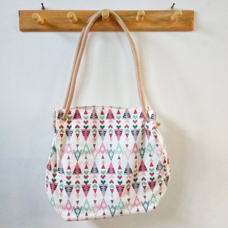 (COD) TOTEBAG Kanvas Tote bag Wanita Tebal Motif LUCU Model Tali Sumbu Tambang BESAR