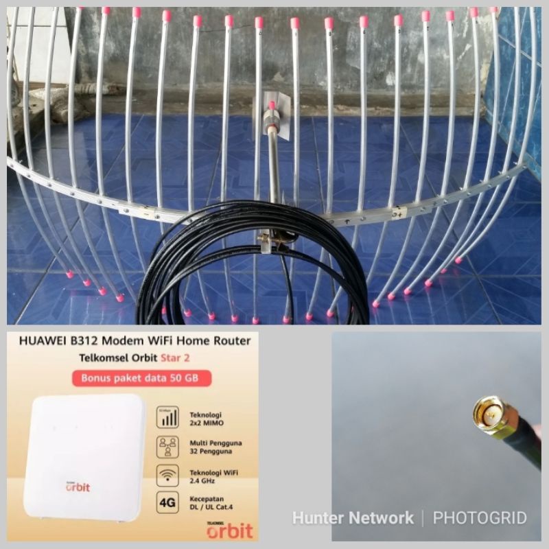 Paket huawei b312 modem wifi home router telkomsel orbit star 2 antena yagi grid