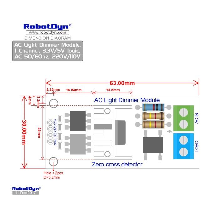 Module Light Dimmer Lampu 220V AC 16A Input PWM 5V 3.3V Level Arduino