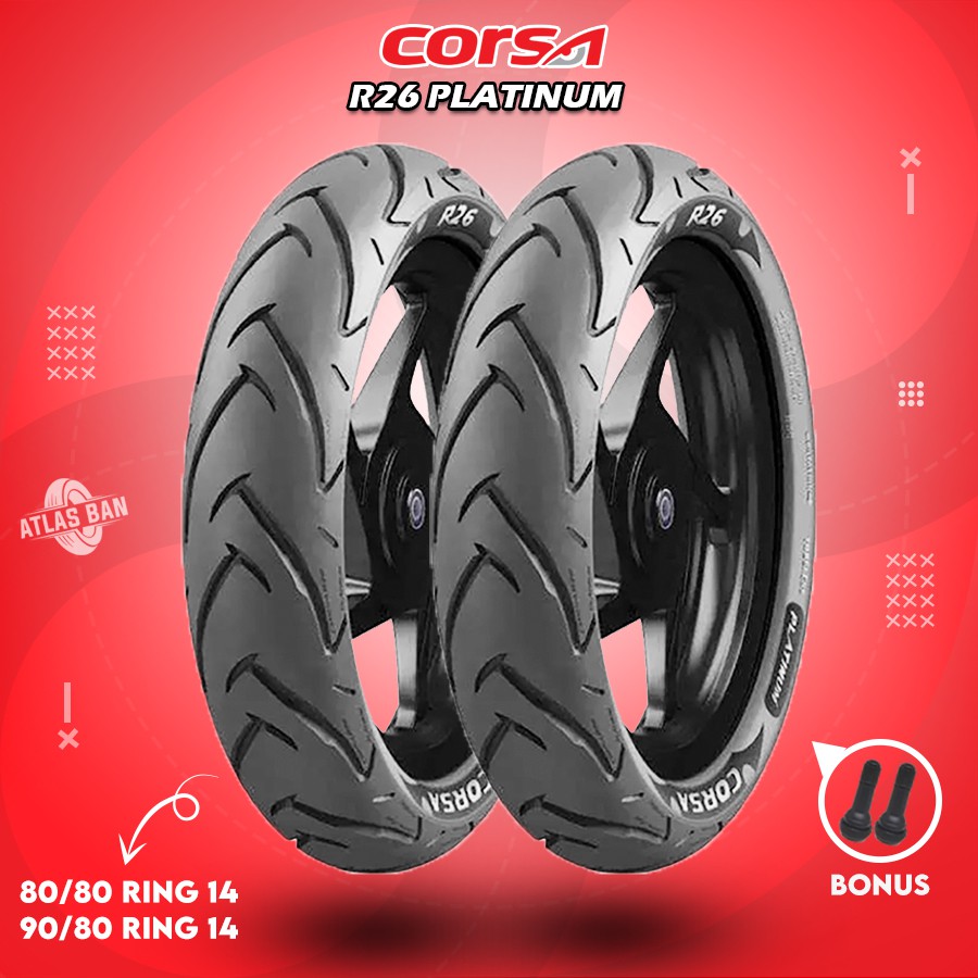 Sepasang Ban Tubles Motor Matic CORSA R26 PLATINUM 80/80 - 90/80 Ring 14 Tubles