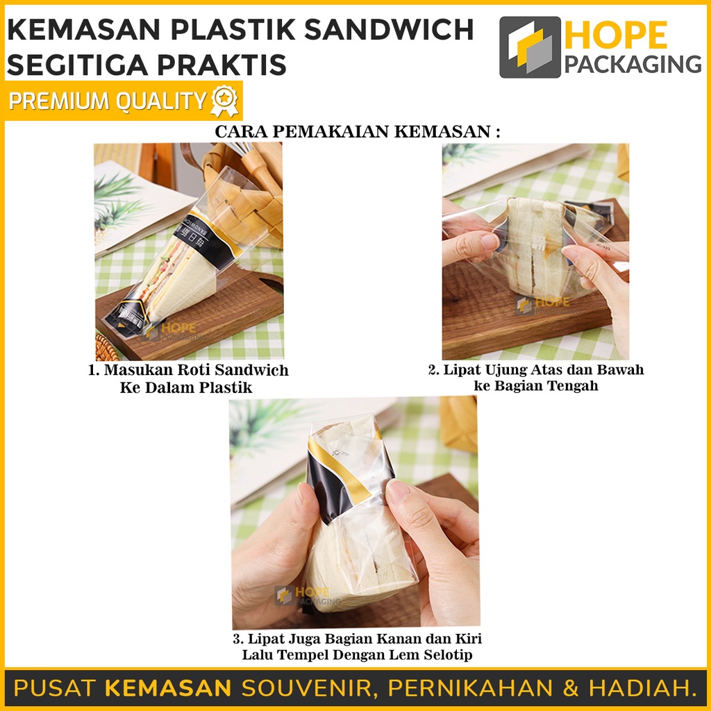 [Harga / 20 pcs] Kemasan Plastik Sandwich Segitiga Praktis / Plastik Roti Sandwich / Plastik Wrap Roti / Sandwich Bentuk Segitiga