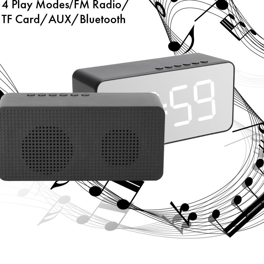 HARGA GROSIR◒ Inone Speaker Bluetooth Wireless Multi Fungsi Alarm Clock Digital FM Radio Portable ヾ(