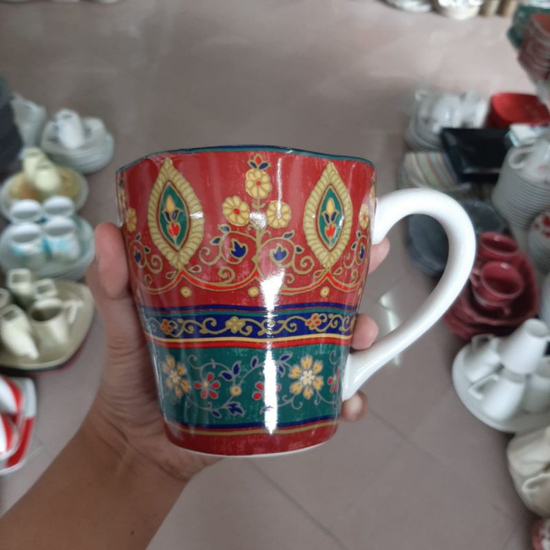 MAROKO MUG GELAS KERAMIK SANGO MOTIF MAROCO MAROCCO ARAB TIMUR TENGAH KOLEKSI DEKOR