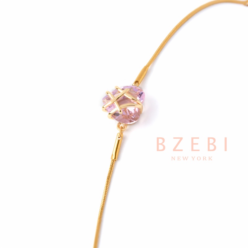 Bzebi Gelang Tangan Emas 18k Wanita Desain Kastil Hati Hias Berlian 779b